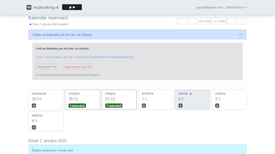 Kalendár rezervácií – zdieľanie