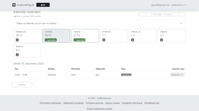 Kalendár rezervácií