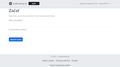 Formulár registrácie prevádzky