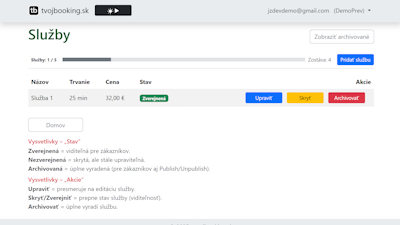 Zoznam služieb a ich stavy