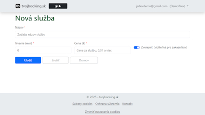 Vytvorenie služby v administrácii