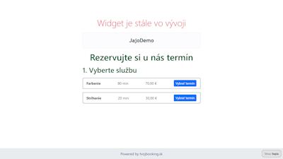 Výber služby vo widgete